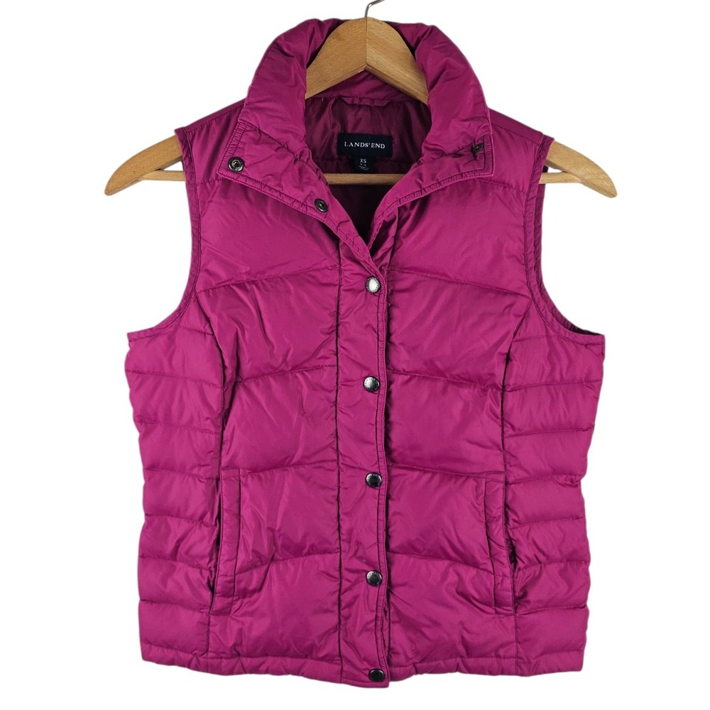 Lands End‎ Down Feather Filled Puffer Vest Packable Outdoor Women's XS Pink